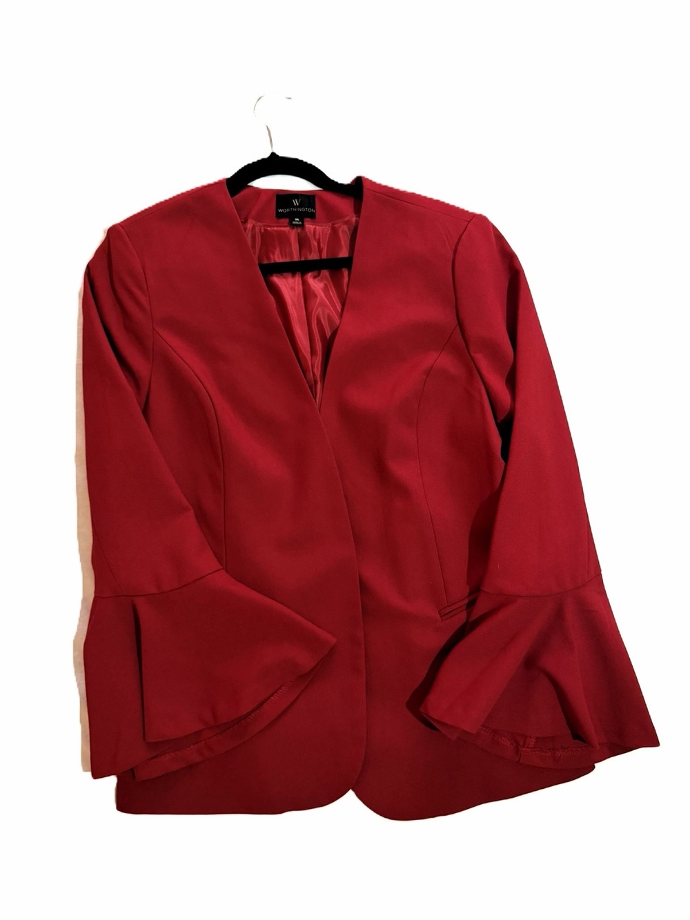 Worthington Red Bell-Sleeve Blazer Jacket